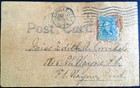 1907 Color Leather Postcard    seeing The Sights Hayseed Following Victorian Woman