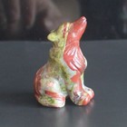Carved Gemstone Dragon Blood Jasper Wolf Figurine Animal Carving Home Decor 2  