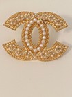 Vintage Style Pearl Statement Brooch Gold Tone Costume Jewelry Large Pin