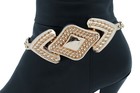 Women Gold Color Metal Chain Boot Bracelet Western Shoe Anklet Arrow Bling Charm