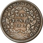 Htt 1841 Hard Times Token Specie Payments Suspended Ht-68 5 10 1838 Xf K19123