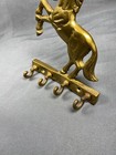 Vintage Brass Key Holder Unicorn Horse Wall Mount Plaque Hooks Jewelry Hanger