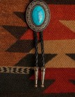 Kids Turquoise Bolo Tie Silver Southwestern Western Cowboy Rodeo Necktie