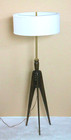 Fab  Mid Century Danish Modern Rocket Hansen Floor Lamp  50 s Brass Teak Vintage