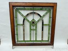 Antique 1920 s Chicago Bungalow Style Stained Leaded Glass Window 32  X 30 