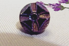 Antique Black Glass Button - Impressed Maltese Cross W luster  4213 