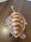 Sea Turtle Faux Wood Carved Look Figurine Statue 6 Inches Long Resin Marine Life
