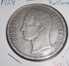 1929 Lei 900 Gram 25 Bolivar Libertador Estados Unidos De Venezuela Silver  Vg-f