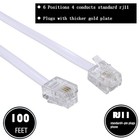 100feet Long Telephone Extension Cord Phone Cable Line Wire  With Standard Rj11