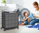 Laundry Hamper With Divided Liner Bag  Collapsible Laundry Basket With Rollin   