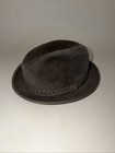Vintage Stetson Long Oval Fedora Cowboy Hat Size 7 5 Gray Braid