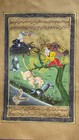 Persian Ottoman Turkish Style Handmade Miniature Painting King Hunting In Forest