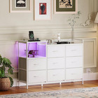 Stylish White 8-drawer Dresser   Fabric Night Stand For Bedroom Storage