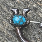 Vtg Navajo Felix Joe Fj Sterling Silver Sandcast Turquoise Kokopelli Pin Brooch