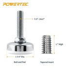 Powertec 4pk Furniture Levelers 3 8 Inch 16 With Threaded Inserts White 71189