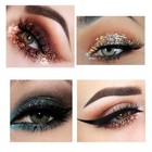 9 Colors Glitter Eyeshadow Eye Shadow Palette   Makeup Cosmetic Brush Set Us