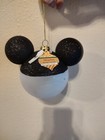 Disney Parks Snowman Mickey Mouse Hat Ears Christmas Holiday Glass Ornament New