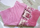 Hot Pink W White Polka Dots And Framed Teddy Bears Baby Girl Blanket Euc