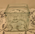 Small Clear Glass Square Vase  Top Opening 3-7 8  Tall  Sides Are 3-7 8   New