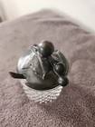 Vintage Etched Glass Jam-jar With Non-magnetic Lid Hobnail