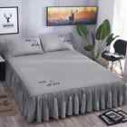 Solid Color Bed Skirt All-inclusive Mattress Cover Cotton Comfort Elastic Sheet