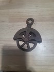Old Fender Pulley Swivel Eye 3  Spoke Wheel Rustic Cast Iron Vintage Barn Find