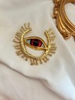 Schiaparelli Devil s Eye Golden Brooch Pin With Box