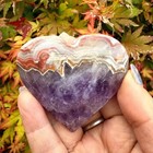 Mexican Amethyst Crazy Lace Agate Heart Stone Natural Crystal For Healing   Love