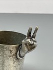 Vintage Napier Silver Plate Two Fingers Jigger Shot Glass Mcm Bar Ware