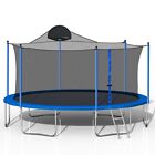 14ft Trampoline With Safety Enclosure Net Spring Pad Ladder Basketball Hoop