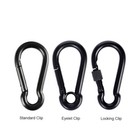 Small large Black Stainless Steel A2 304 Carabiner Heavy Duty Spring Hook Clamp