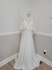 Vtg 70 White Wedding Dress Classic  simple  Bohemian  cape Sleeve  wedding Beach
