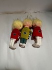 3-pixie Elf Dolls Japan Poseable Christmas Bendable Felt Clothes Big Eyes Rare