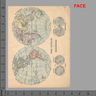 Antique Map  1883      The World In Hemispheres    North America 8 x10  371