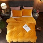 Gold Queen Velvet Duvet Cover Set 3pcs With Zipper   Corner Ties