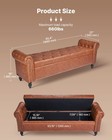 Button-tufted Storage Ottoman Bench  Rolled Arm Pu Leather Bench With Solid Wood