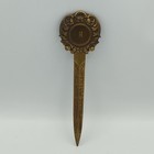 Vintage Ornate Brass Letter Opener     Monogram H     Rococo Baroque Style 7 75 