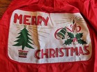 Vtg Merry Christmas Kitchen Half Apron Waist Tie Happy New Year Double Sided See