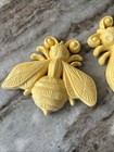 Vintage 1970 Burwood Yellow Plastic Bee Wall Plaques Set Of 2 Retro Wall Decor