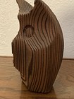 Vintage Owl Hand Carved Redwood Figurines Wood Carvings 1979