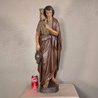 Antique Belgian Terracotta Good Shepherd Jesus Statue Religious Figure