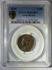 1828 Great Britain Farthing 1 4 Penny  George Iv  Km  697 Pcgs Ms-62