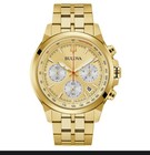 Bulova Men s Chronograph Date Window Gold Tone Quartz Watch 45mm 97b217