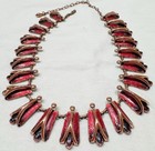 Vintage 50   s Matisse Signed Red Enamel   Copper Necklace 18    Abstract Collar