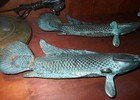 Gorgeous Pair  2   Of Antiqued Solid Brass Japanese Koi   13 X 6 X 3 