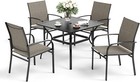 5 Piece Patio Furniture Set Outdoor Square Metal Table Patio Dining Chairs Set