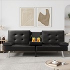 Futon Sofa Bed Faux Leather Couch Convertible Folding Recliner For Living Room