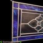 Vintage  Rectangular Cobalt Blue   Clear Glass Hanging Window Panel  rare Find 