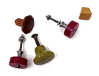 5 Pc Vintage Bakelite   Catalin Knobs Pulls Red Orange  Yellows   Green