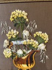 Vintage Mcm Crewel Embroidery Large Framed Flowers 18 1 2 X 22 1 2   